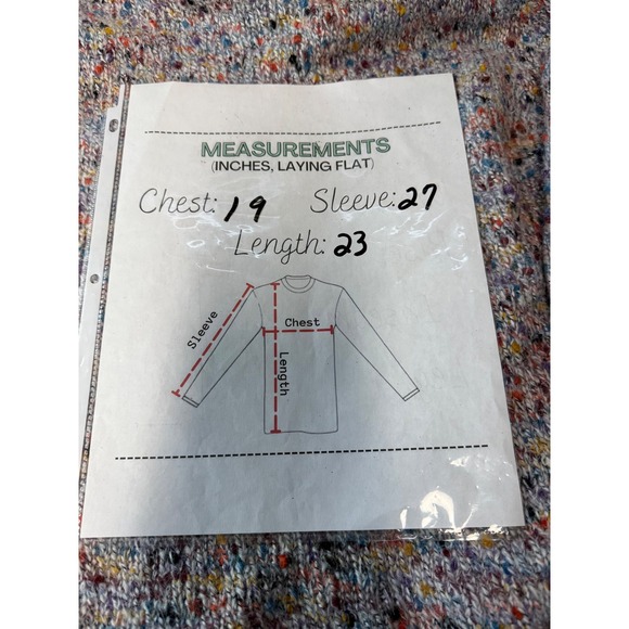 Q&A Multicolor Speckles Knit Chunky Womens Crewneck Long Puff Sleeves XL Sweater - Picture 10 of 10